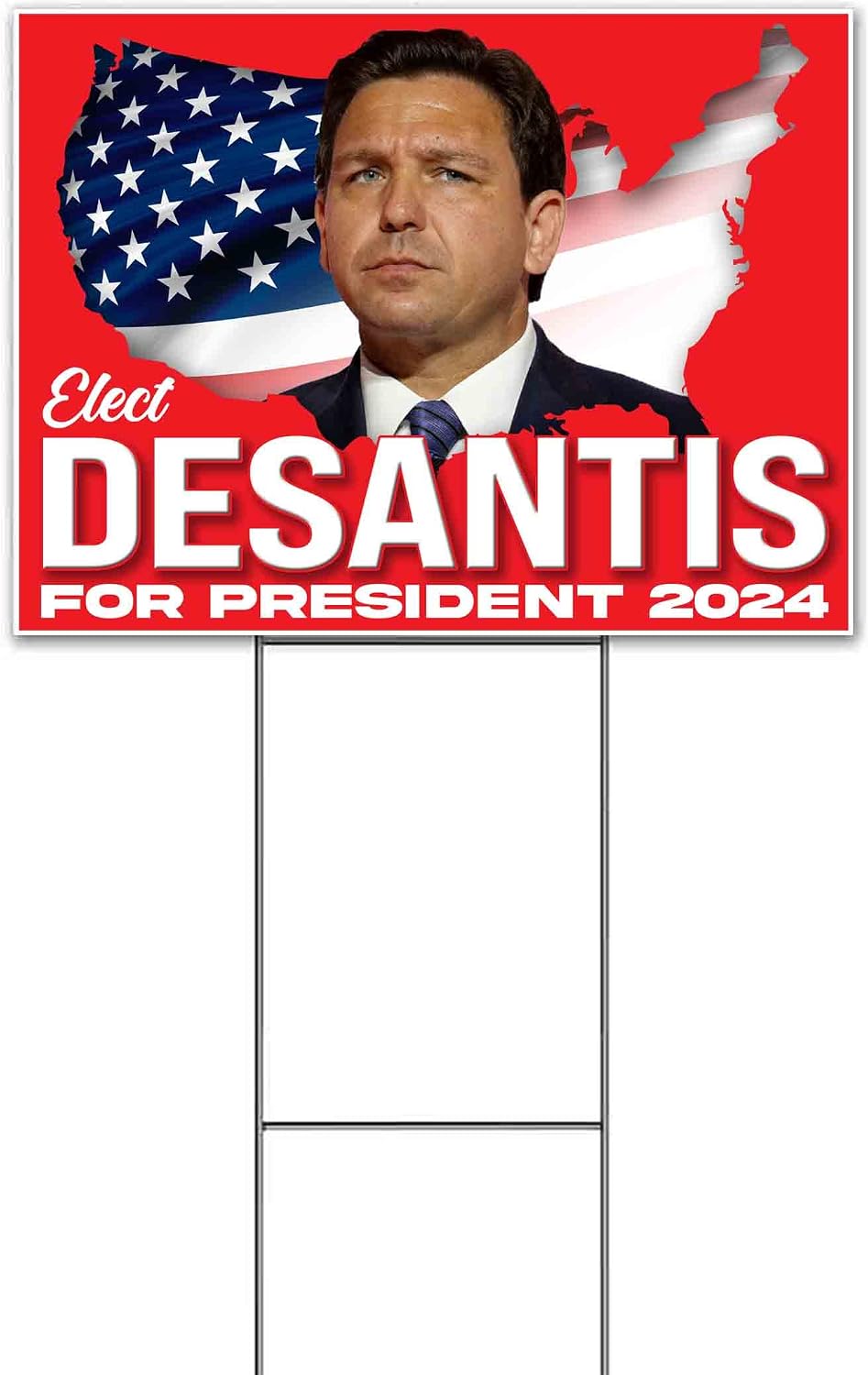 Elect Desantis President 2024 (18' x 24') Yard Sign, Quantity Discounts, Multi-Packs, Includes Metal Step Stake, Bandit, New, Advertising, USA | Florida, Election, Political, Republican