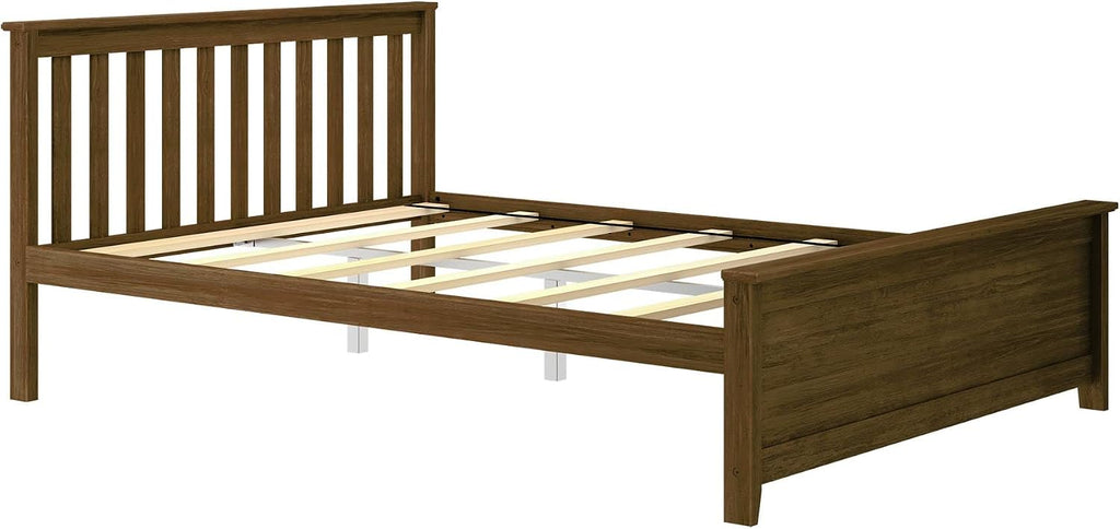 Plank+Beam Solid Wood Queen Bed Frame, Platform Bed with Headboard, Walnut