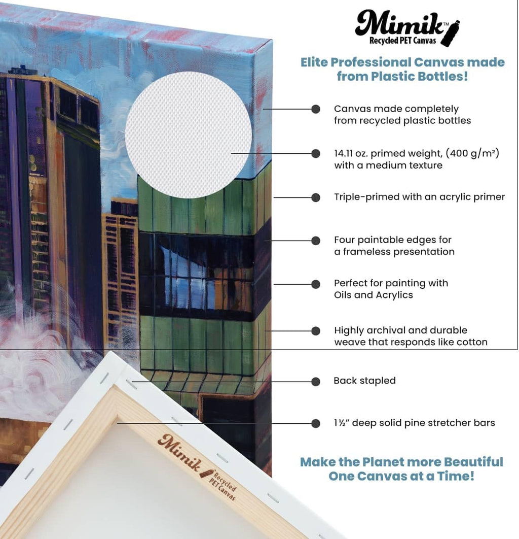 Creative Mark Mimik Recycled Stretched Canvas - 24x36 Box of 3 - Made from Recycled PET Plastic Bottles - Durable Archival Weave - Triple Acrylic Primed Painting Canvases - 400gsm, 1