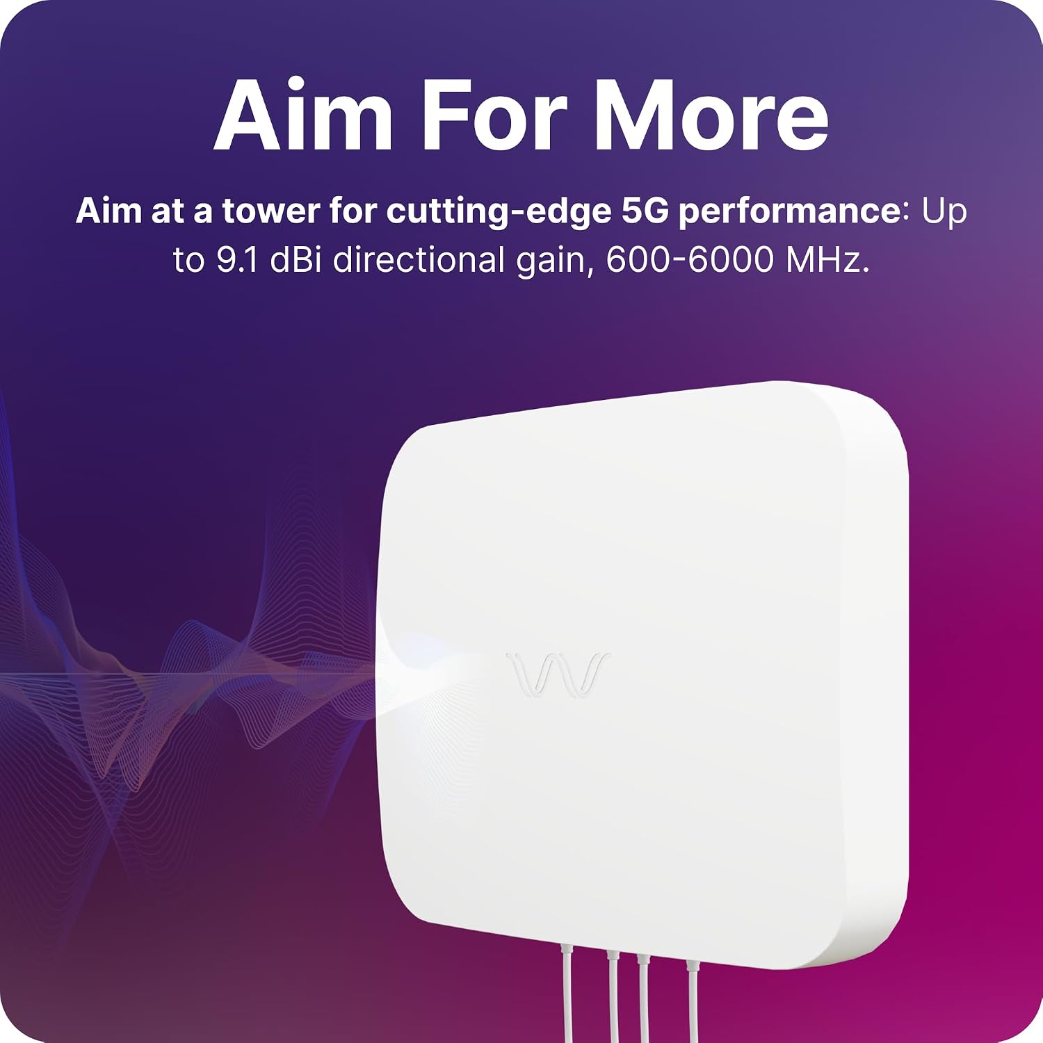 Waveform 20' Cable + QuadPro Antenna - 4x4 MIMO Panel Antenna for 4G/5G Routers & Gateways for T-Mobile Home Internet, Verizon, AT&T with 20' SMA Cable - Outdoor Rated