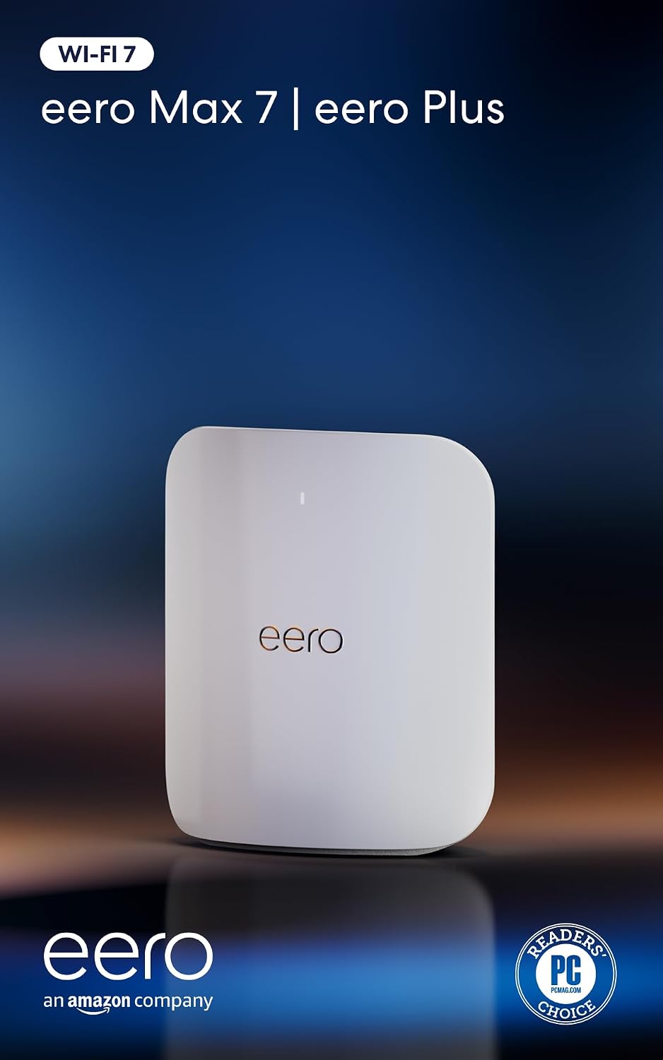 Amazon eero Max 7 mesh wifi router with eero Plus annual subscription (auto-renews) - Supports internet plans up to 10 Gbps, Coverage up to 2,500 sq. ft., Connect 250+ devices, 1-pack