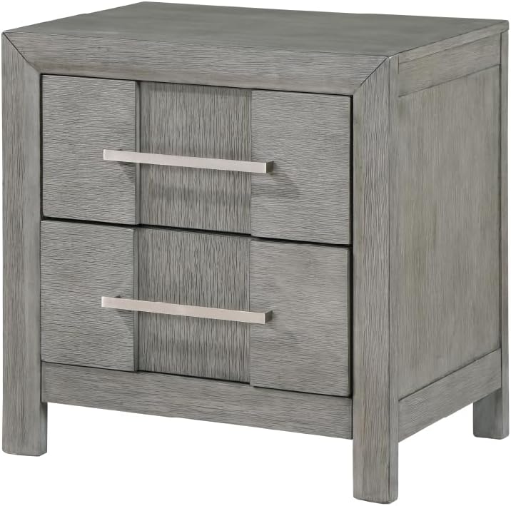 Modern Style Full 4PC Storage Bedroom Set Made with Wood, LED Headboard, Bluetooth Speakers & USB Ports - Grey