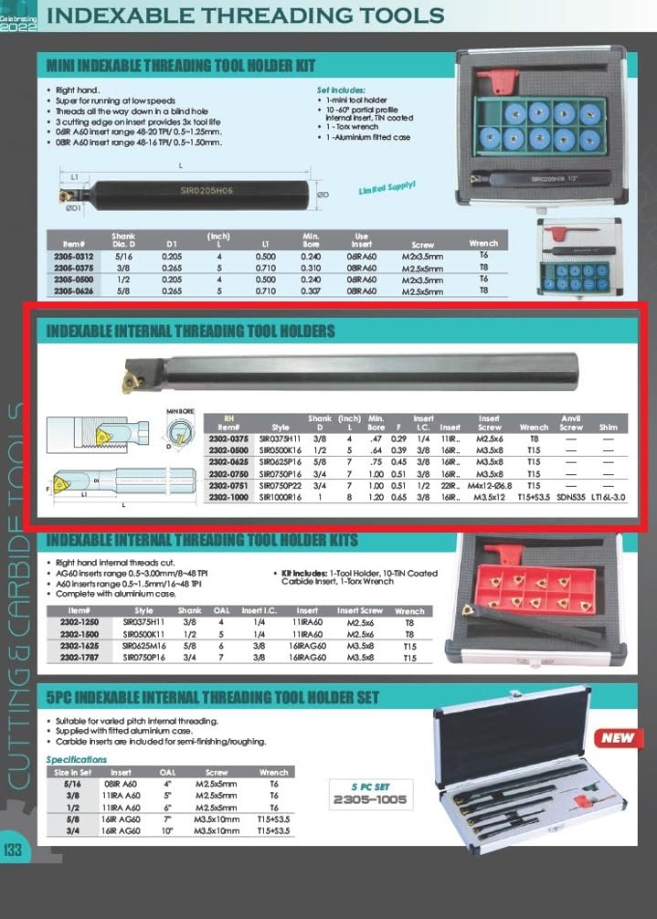 HHIP 2302-1000 1000R16 Internal Indexable Thread ing Tool Holder