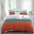 Bohemian Gradient Red Duvet Cover Set Queen Size 4 Pieces Modern Minimalist Red Blue Ocean Beach Bedding Set with Zipper Closure, 1 Comforter Cover 90x92 Inches 1 Flat Sheet & 2 Pillow Cases
