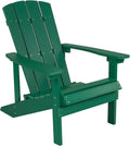 Flash Furniture Charlestown Commercial Grade Indoor/Outdoor Adirondack Chair, Weather Resistant Durable Poly Resin Deck and Patio Seating, Green
