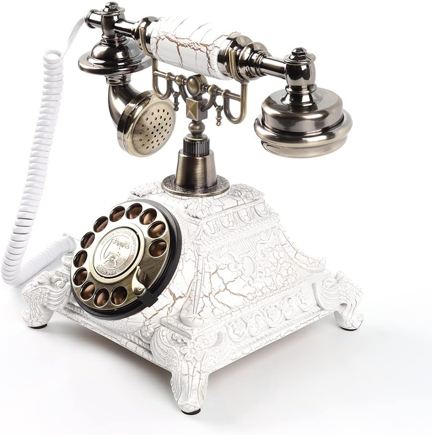 Audio GuestBook Telephone with Classic Retro Craftsmanship for Confessional Wedding Birthday Party Special Events (White)