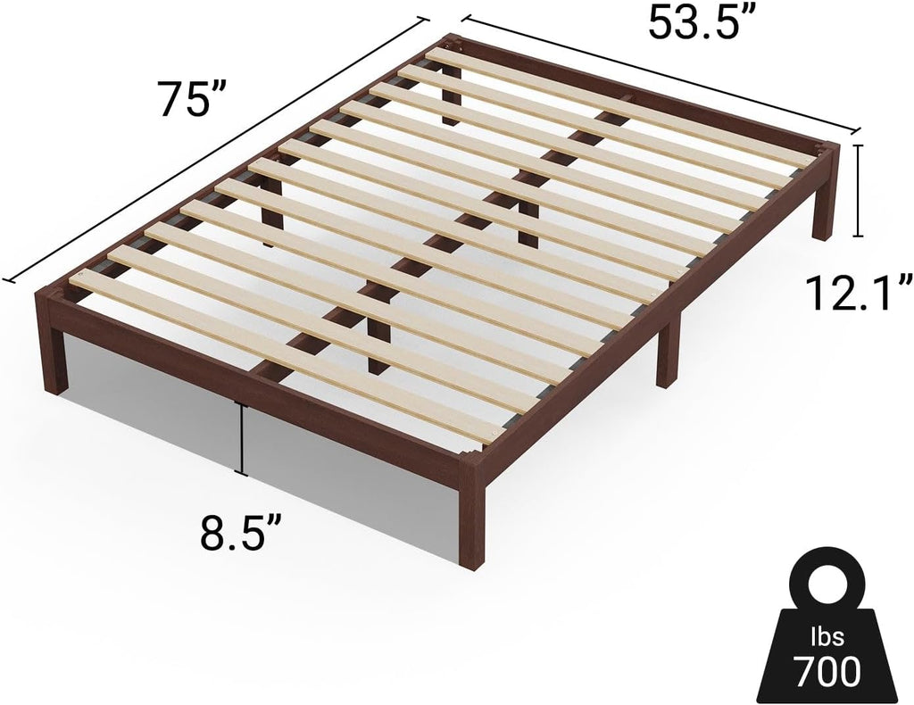 LIFEMENT Full Bed Frame Classic Wood Platform, Noise Free, Under Bed Storage, No Box Spring Needed, Easy Assembly, Cherry