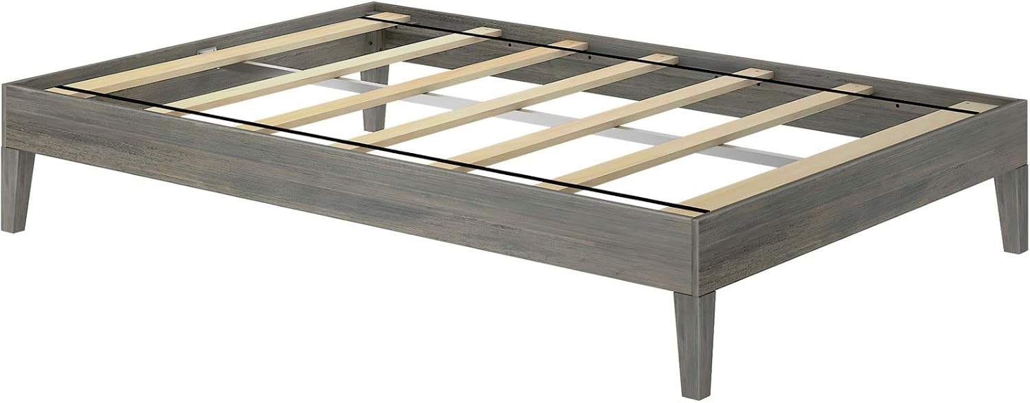 Plank+Beam Solid Wood Platform Bed Frame, Strong Wood Slat Support, No Box Spring Needed, Easy Assembly, Driftwood, Full