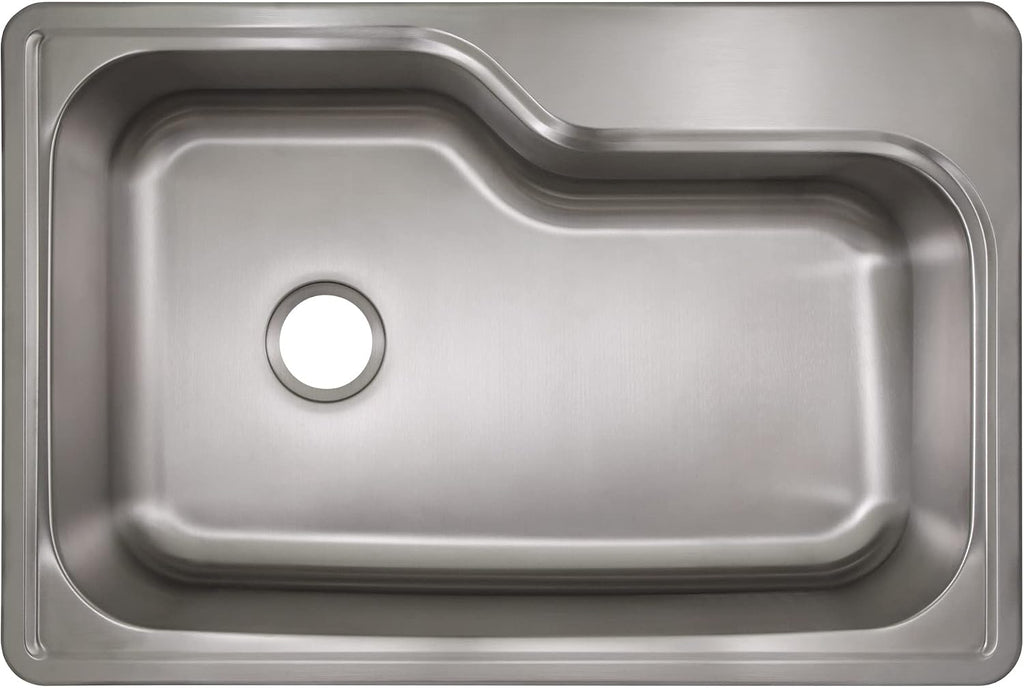 33-Inch Handmade Stainless Steel Single Bowl Drop-In Kitchen Sink, 18-Gauge with Single-Hole Faucet Compatibility – Design House, 113118
