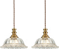 HDDFL Glass Pendant Lights Modern Pendant Lighting Fixtures Hanging Lamp Brushed Finish Hanging Light Fixture for Kitchen Island Bedroom Dining Room Coffee Shop Hallway 2 Pack
