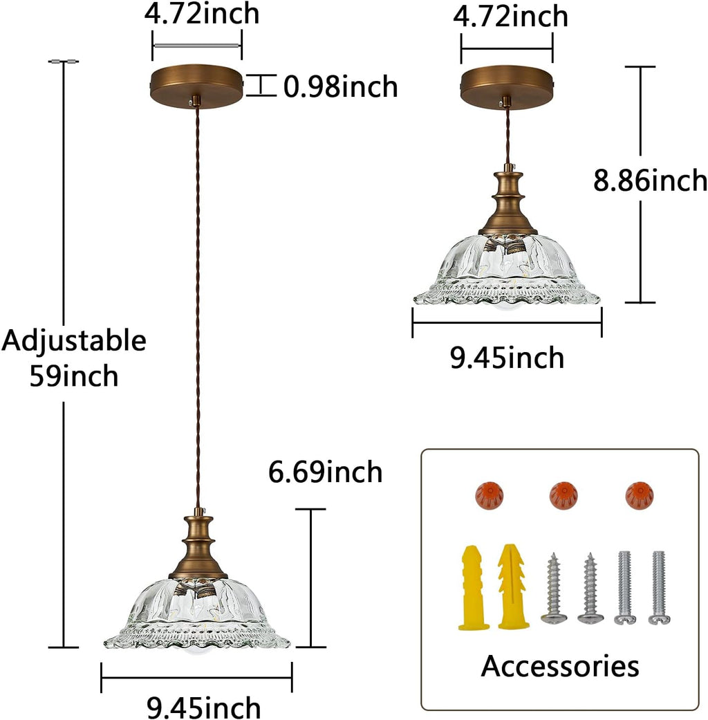 HDDFL Glass Pendant Lights Modern Pendant Lighting Fixtures Hanging Lamp Brushed Finish Hanging Light Fixture for Kitchen Island Bedroom Dining Room Coffee Shop Hallway 2 Pack