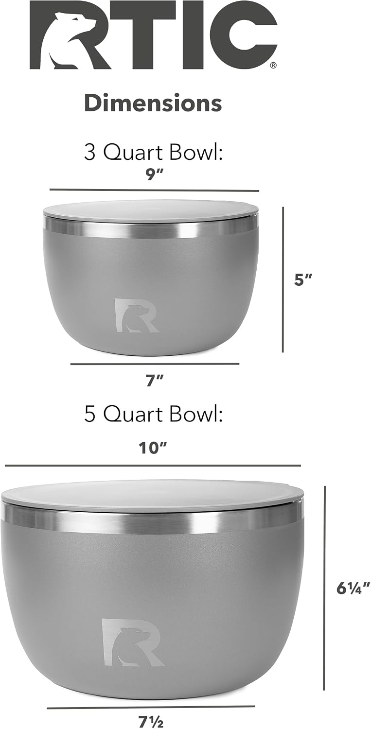 RTIC Anywhere Stainless Steel Bowl Set Of Two, Camping Bowls With Lids, Vacuum Insulated, Stackable Durable Outdoor Dinnerware, Non Slip, Dishwasher Safe, Dinner Outside, Campfires Travel, Graphite