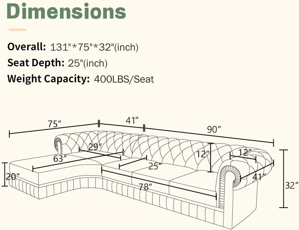 Genuine Leather Sectional Couch, L Shape Top Grain Leather Sofa with 5 Seaters for Living Room Furniture Set, Chesterfield Couches with Button Tufted Design for House/Lounge,Gray