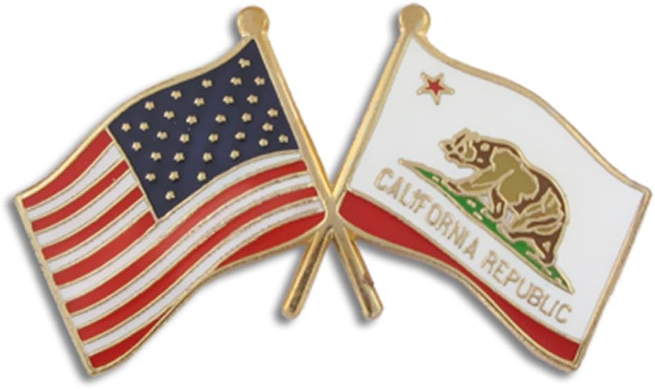 PinMart USA Crossed Friendship American Flag Pin – Gold-Colored Plated Enamel – Clutch Back – Ideal for Events, Awards, Gifts – Durable, Individually Bagged
