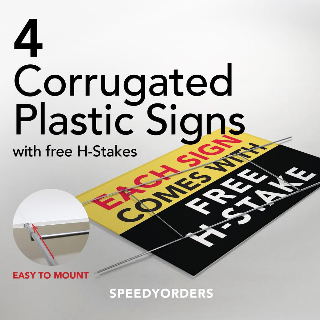 SPEEDYSHOTS 4QTY Custom Yard Signs With Stakes, Double Sided, Personalized Printed, Full Color Lawn Signs, Design Your Own Outdoor, Size 24x36, White