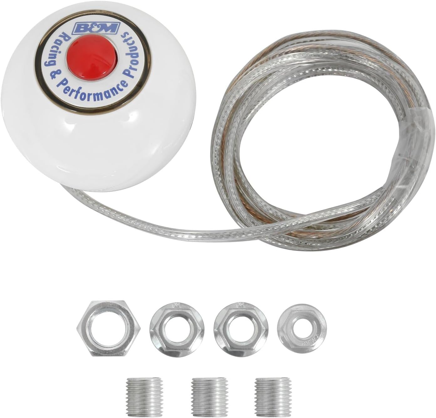 B&M 46112 White Replacement Shifter Knob with Button and SAE Threads