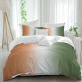Gradient Sage Green Duvet Cover Set Queen Size 4 Pieces Modern Minimalist Sage Green Orange Ocean Beach Bedding Set with Zipper Closure, 1 Comforter Cover 92x106 Inches 1 Flat Sheet & 2 Pillow Cases