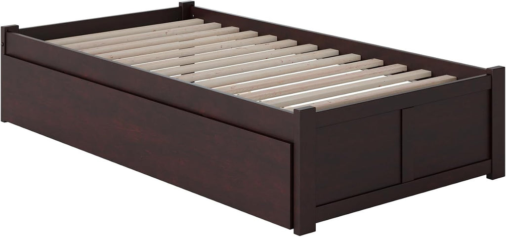 AFI Concord Twin XL Size Platform Bed with Footboard & Twin XL Trundle in Espresso
