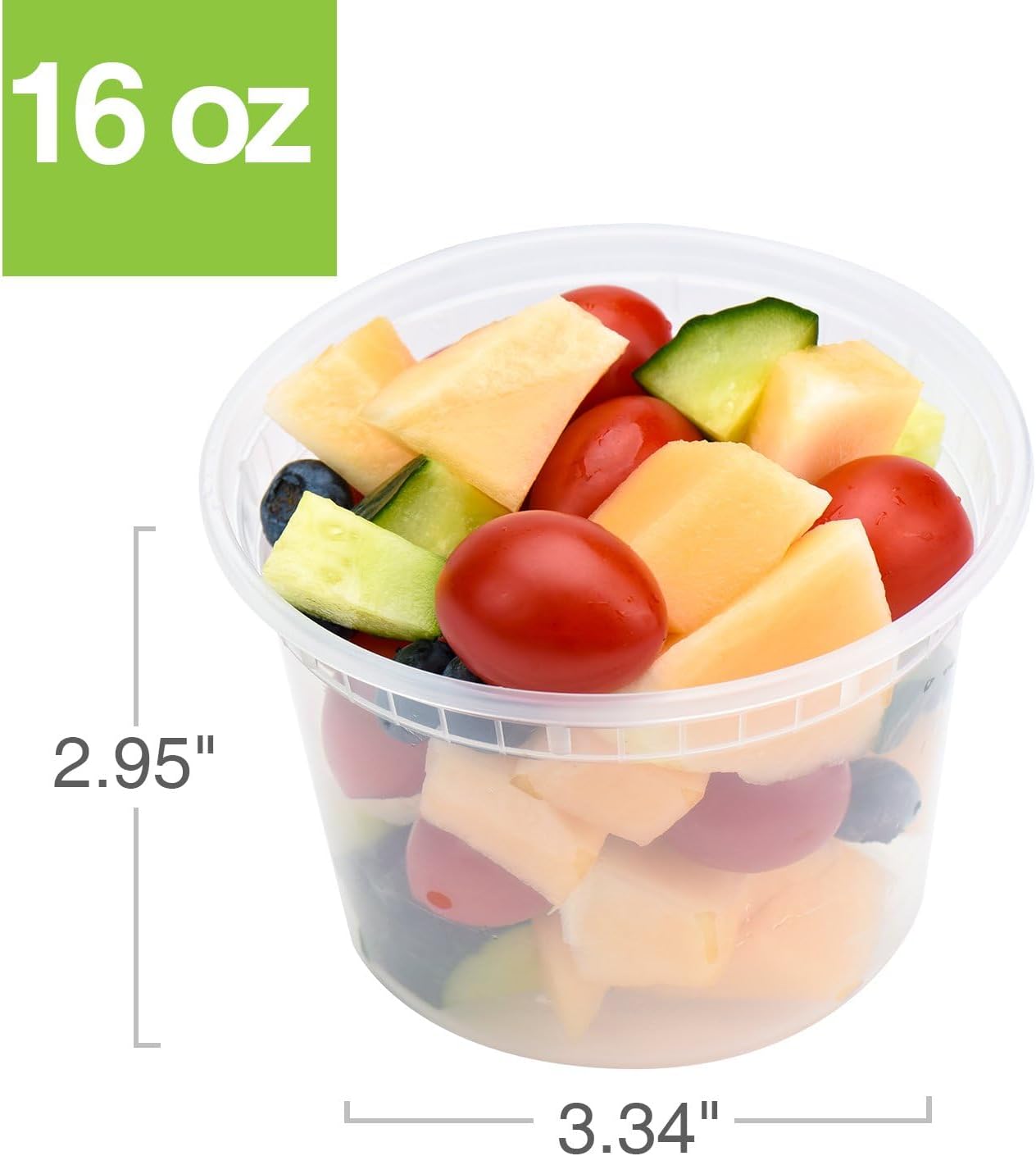 Glotoch Express 16oz Plastic Food Containers with Lids, Airtight and Leakproof Deli Cups, BPA-Free, Microwave/Freezer/Dishwasher Safe, 240 Pack