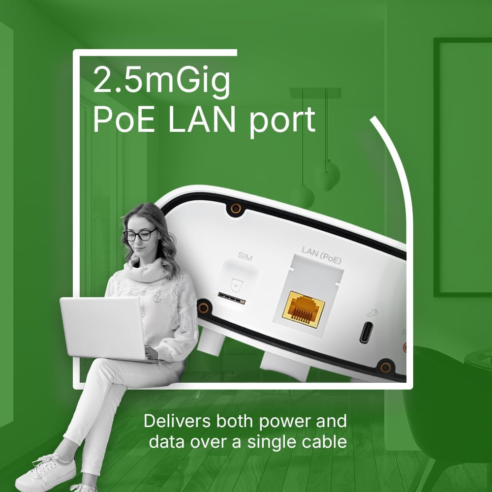 Zyxel 5G Router Outdoor IP55 Protection | High Speed 7 Gbps | 2.5GbE PoE LAN | Nebula Cloud Managed | Desk, Wall, Window or Pole Mount | Weather Resistant [FWA70]