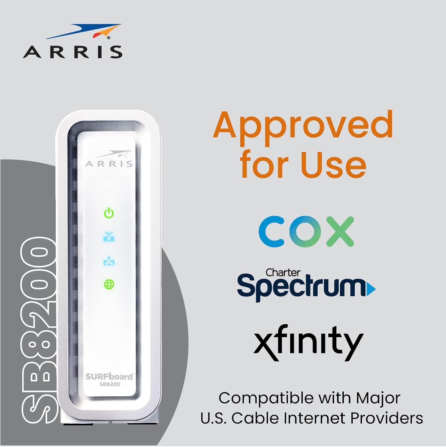 ARRIS Surfboard, SB8200 DOCSIS 3.1 Modem (1 Gbps Max Internet Speeds) & W21 AX6600 WiFi 6 Mesh Ready Router Bundle (WiFi Coverage up to 2,750 sq ft), 2 Year Warranty, Mesh with Your Cable Internet