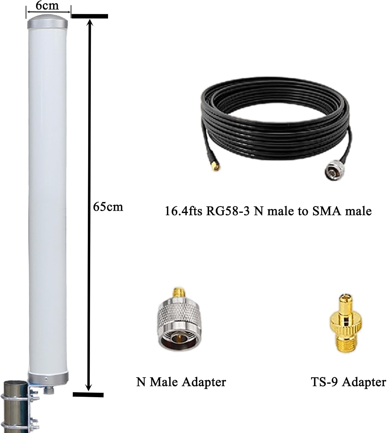 High Gain Omni Directional Antenna Enhance Your Wireless Connection for 4G, 5G & WiFi - Verizon, AT&T, T-Mobile Supported - Waterproof IP67 with 32.8ft Cable SMA Male Connector