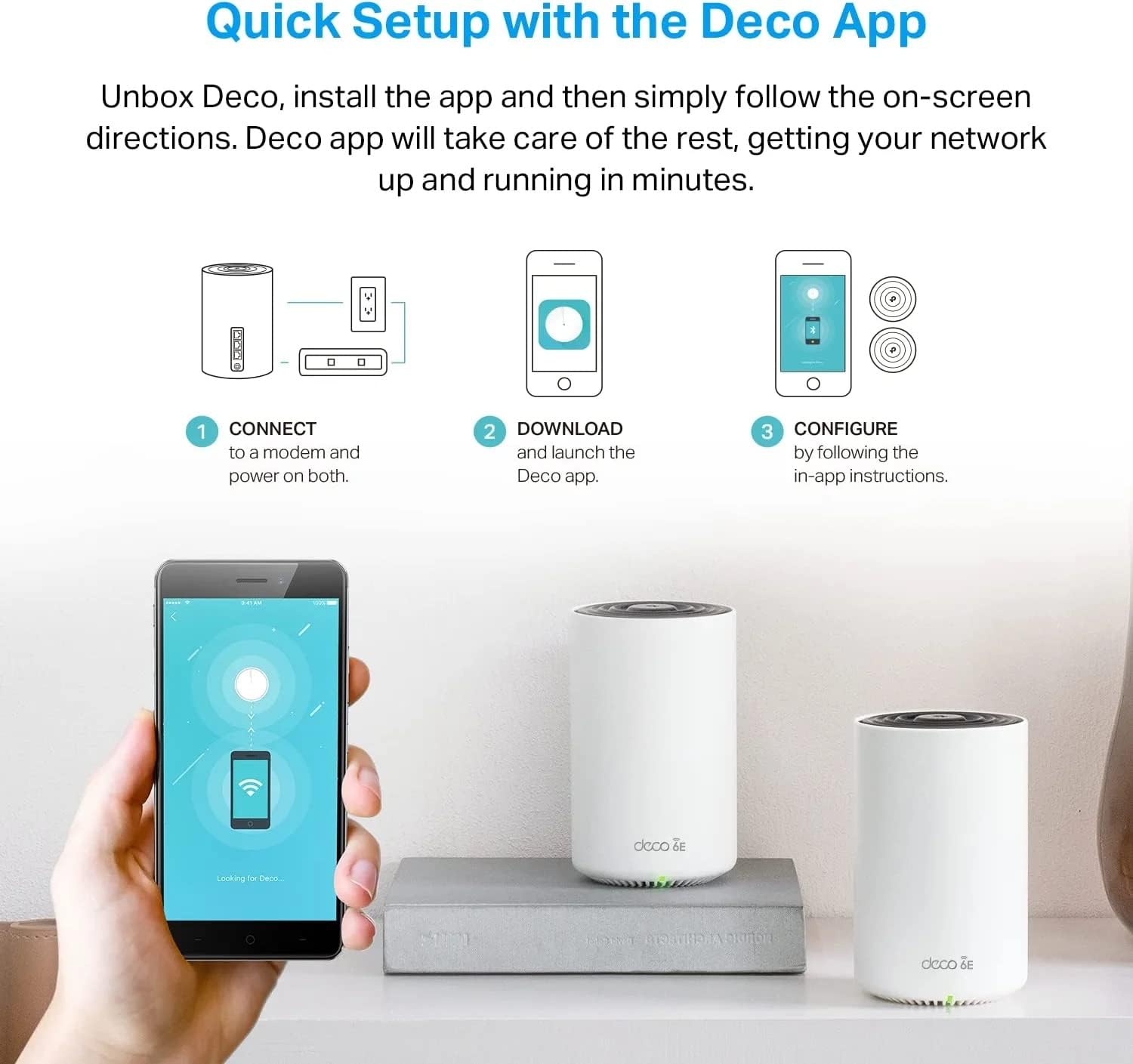 TP-Link Deco XE75 Pro AXE5400 Tri-Band WiFi 6E Mesh System - 2.5G WAN/LAN Port, Covers up to 5500 Sq.Ft, Replaces WiFi Router and Extender, AI-Driven Mesh, New 6GHz Band, 2-Pack