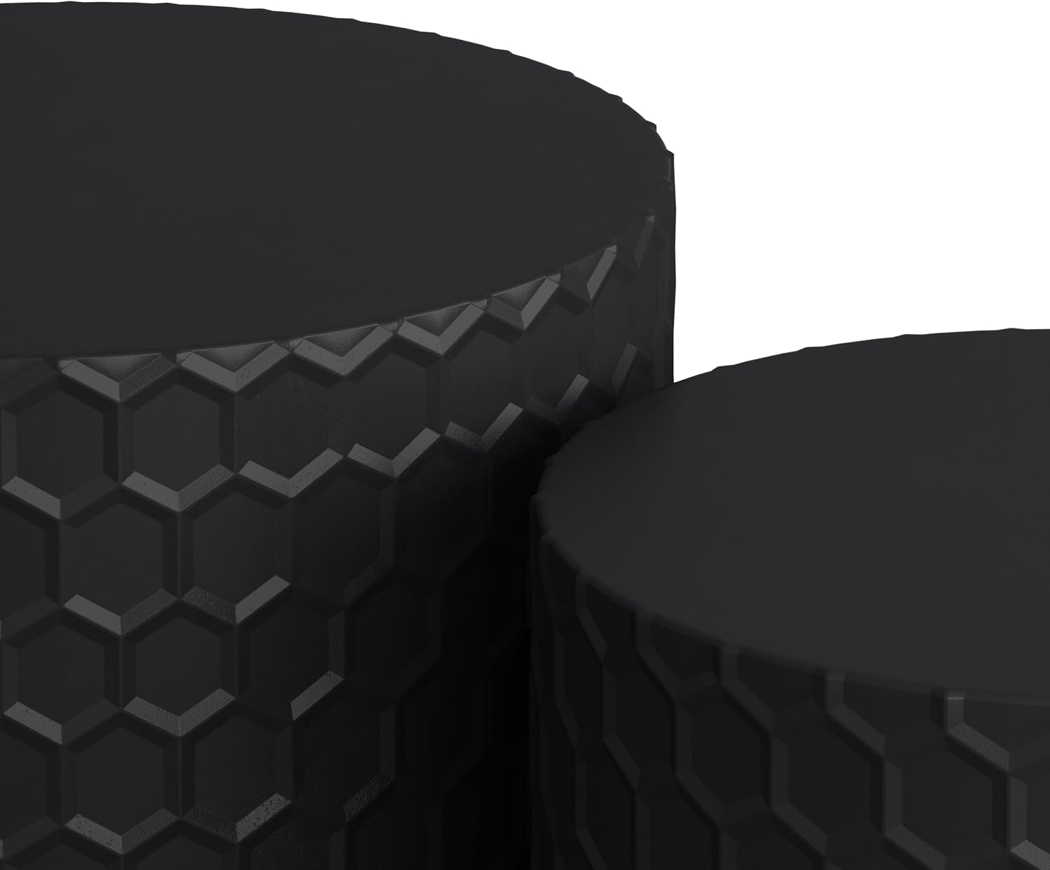 Round Nesting Coffee Table Set of 2, Modern Circular Side Table Set with Honeycomb Design, 2 Piece Nesting End Table Accent Tables Coffee Table for Living Room Bedroom Apartment - Black