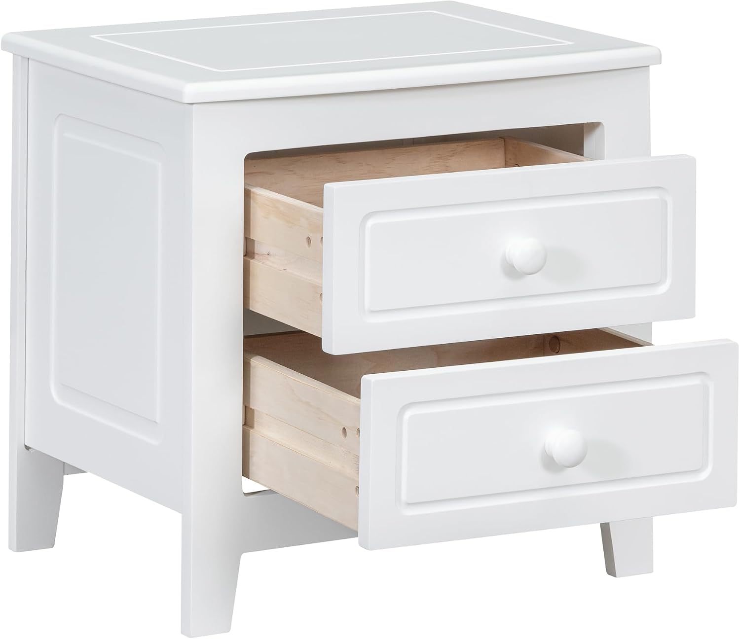 Bedroom Set of Furniture, Wooden Platform Bed and Two Bedside Tables, for Family Use(White(Full))
