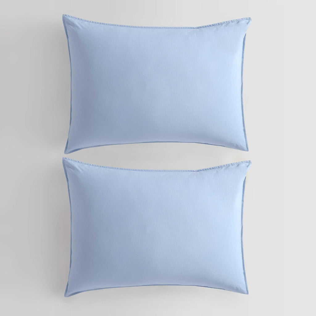 Calvin Klein - King Duvet Cover Set, Relaxed Garment Washed Cotton Percale Bedding with Shams, Button & Corner Tie Closure, Oeko-Tex Certified (Modern Cotton Washed Percale Blue)