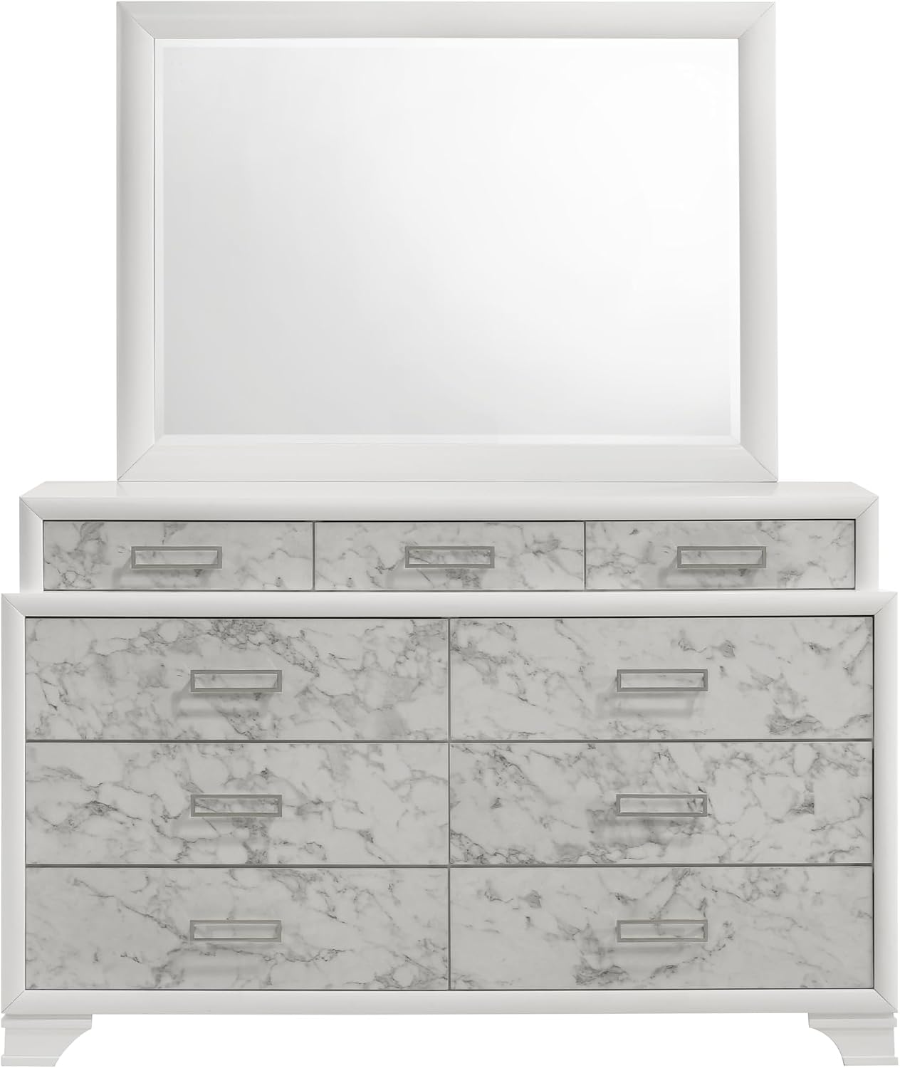 Modern Style Full 5PC Bedroom Set Made with Wood and Drawers in White