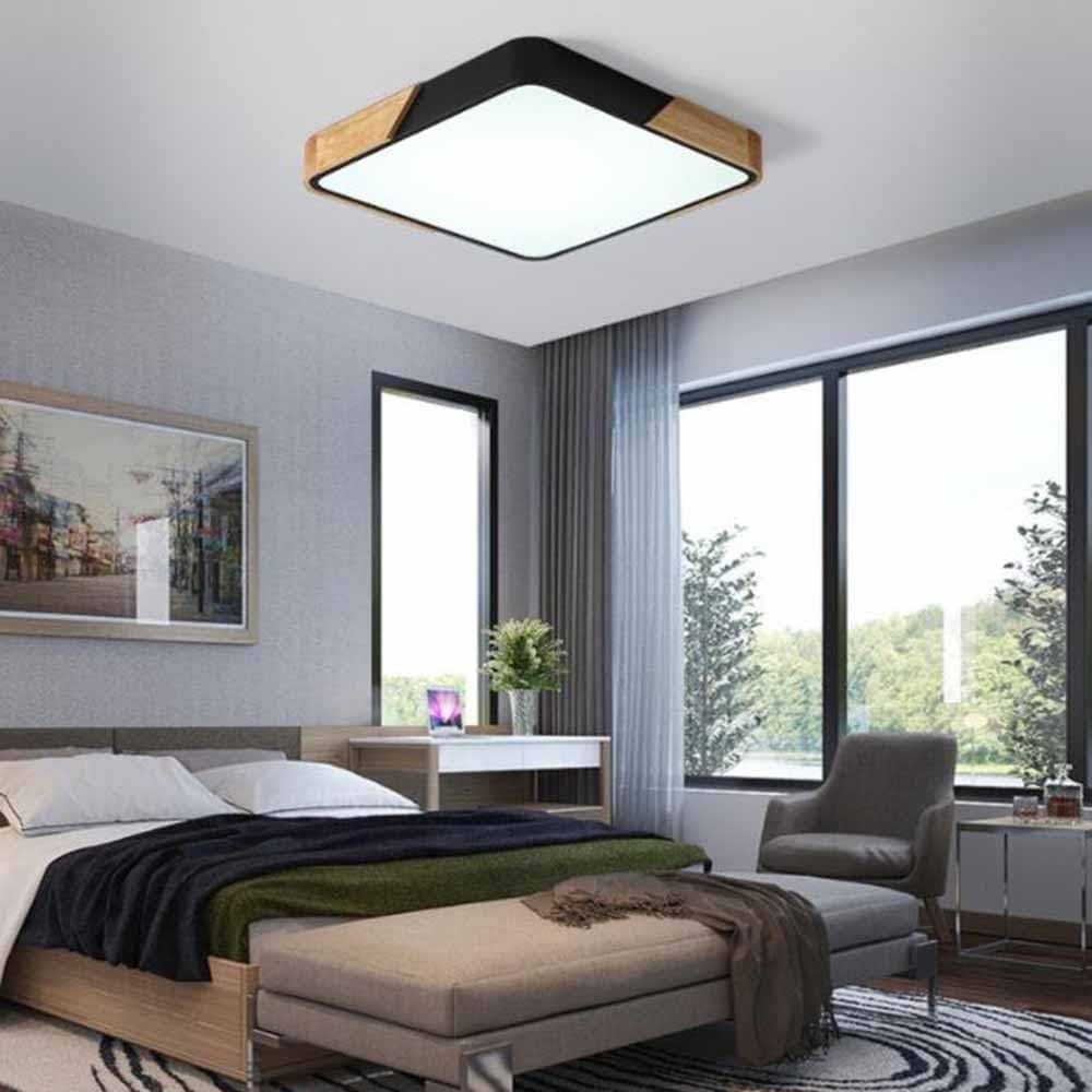 Thin Flat LED Ceiling Lamp Modern Flush Mount Lighting Ceiling Light Indoor Wooden Square LED Ceiling Light Fixture for Living Room Bedroom Dining Room Kitchen Study Room Corridor(40cm)