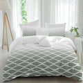 Green Ombre Morocco Duvet Cover Set Queen Size 4 Pieces Modern Geometric Wave Lines Abstract Bedding Set with Zipper Closure, 1 Comforter Cover 92x106 Inches 1 Flat Sheet & 2 Pillow Cases