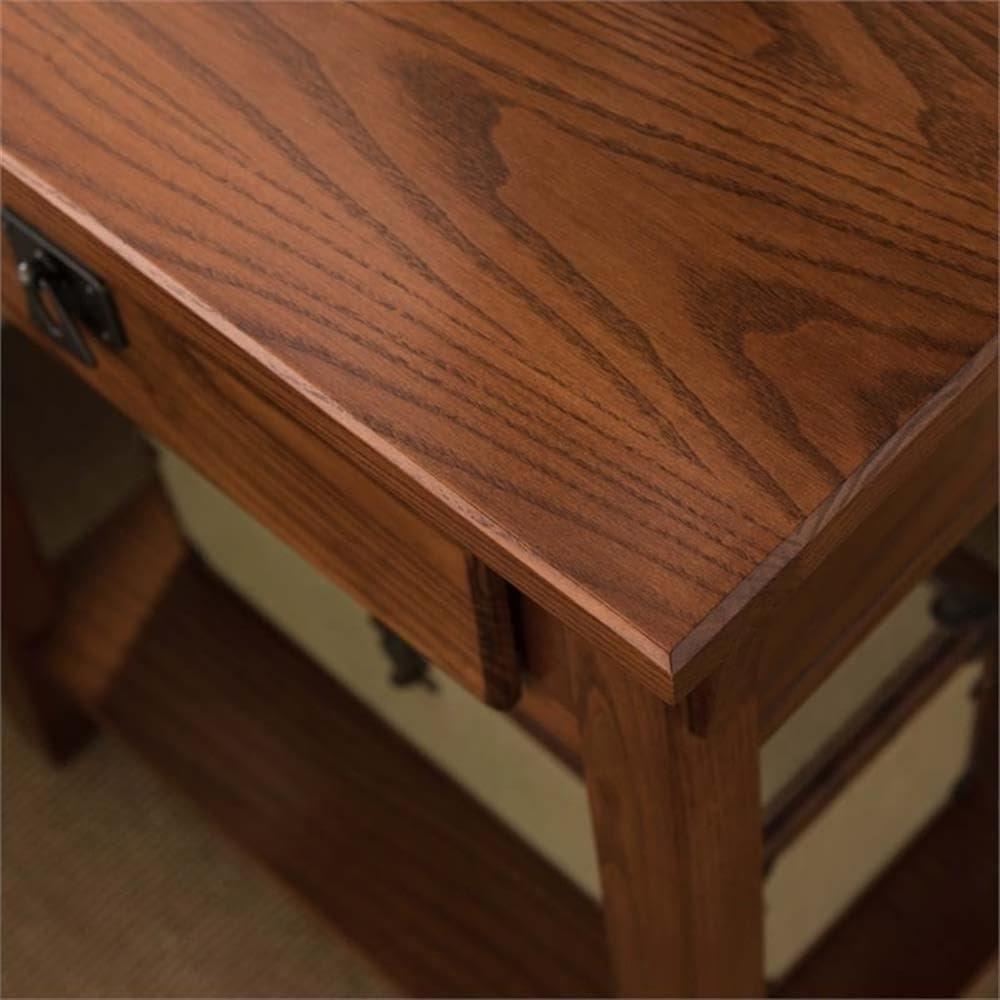 BOWERY HILL 1 Drawer Nightstand, 28' H x 22' W x 16' D, Solid Ash Wood, Russet Finish, Lower Display Shelf, Full Extension Drawer Guides, Compact Mission Style Bedroom Furniture