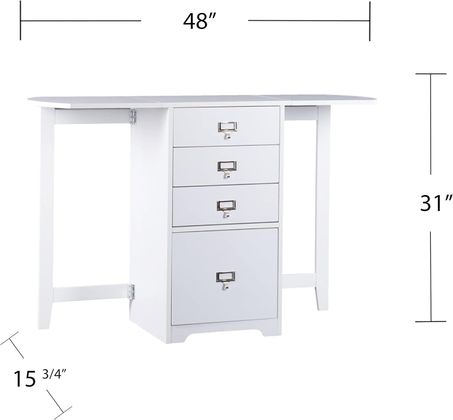 SEI Furniture Drop-Leaf Desk w/Storage, White