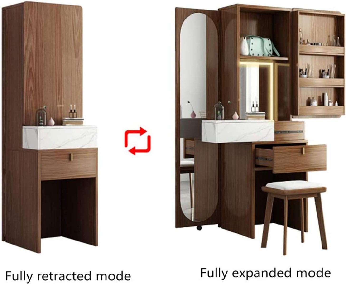Vanity Table Set|Modern Minimalist Dressing Table | with lockers | Full-Length Mirror | Bedroom Dressing Table | Large Capacity Storage Function