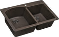 Ruvati 33 x 22 inch epiGranite Drop-in Topmount Granite Composite Quartz Double Bowl Kitchen Sink - Espresso Brown - RVG1344ES