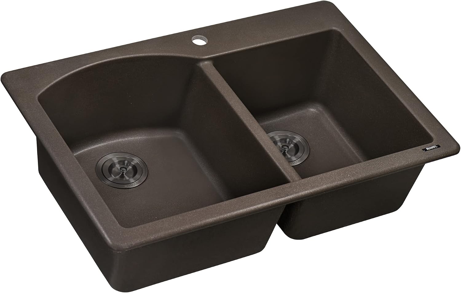 Ruvati 33 x 22 inch epiGranite Drop-in Topmount Granite Composite Quartz Double Bowl Kitchen Sink - Espresso Brown - RVG1344ES