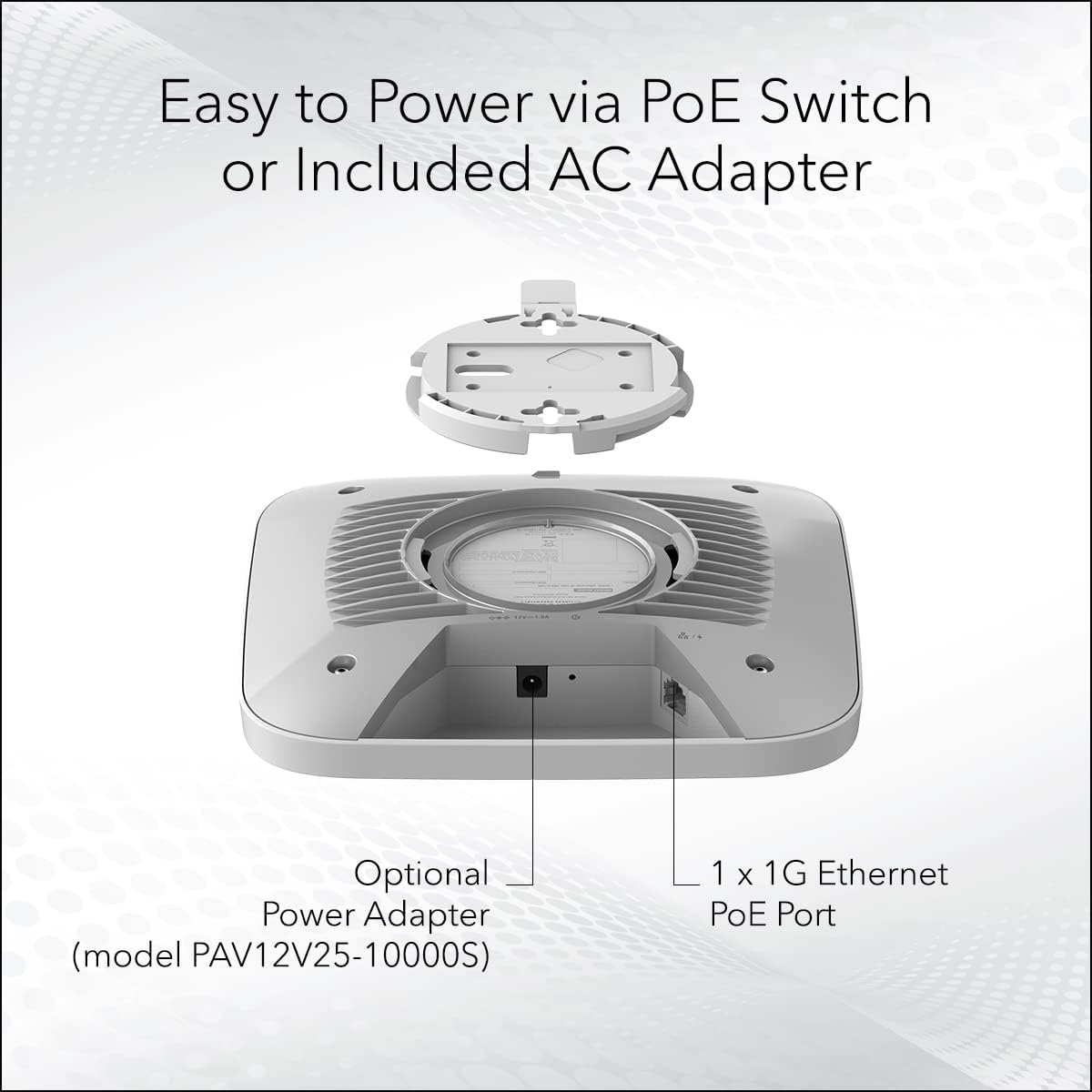 NETGEAR Wireless Desktop Access Point (WAX214PA) - WiFi 6 Dual-Band AX1800 Speed | 1 x 1G Ethernet PoE Port | 802.11ax | WPA3 Security | Up to 4 Separate SSID Networks | with Power Adapter