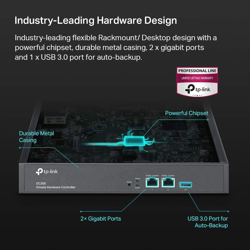 TP-Link Hardware Controller (OC300) – SDN Integrated, 2 Gigabit Ports, USB 3.0, Manages up to 500 Devices, Intelligent Network Monitoring, Cloud Access, App Support