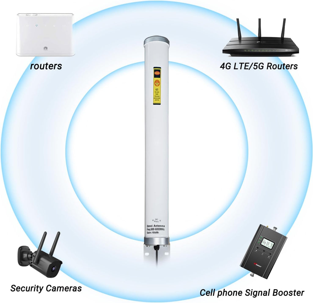 Omni Directional 5G 4G LTE Cellular Antenna for t Mobile, SMA ts9 Outdoor 2x2 MIMO Antennas for 4G LTE Modem/ 5G Router, 16.5 ft Cable SMA Male/ ts9/ mouthing Pole