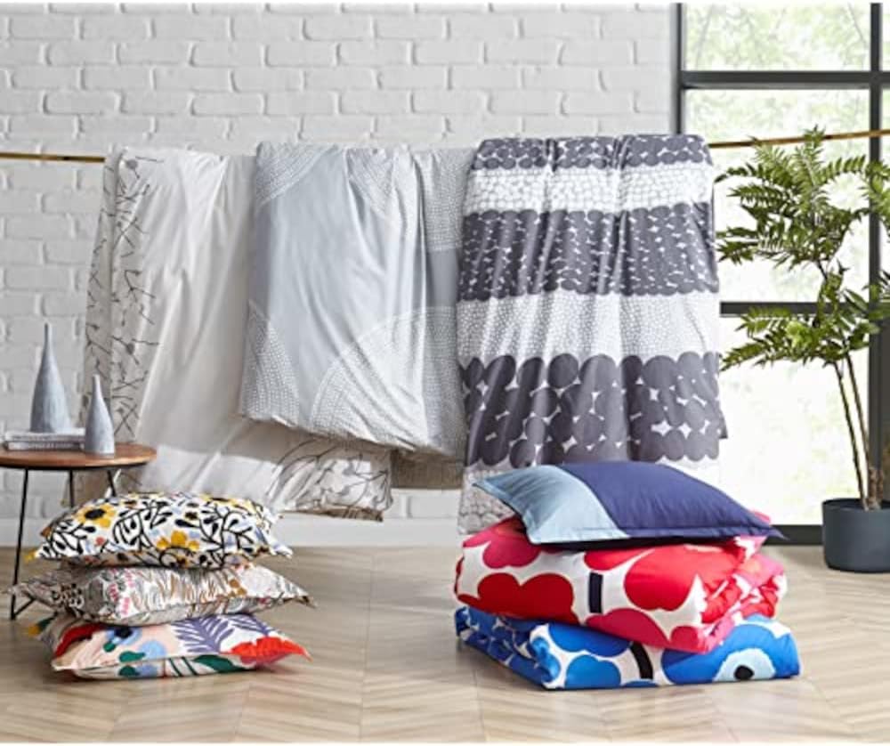 Marimekko - King Duvet Cover Set, Smooth Cotton Percale Bedding with Matching Shams, Lightweight Home Decor (Fokus Grey, King)