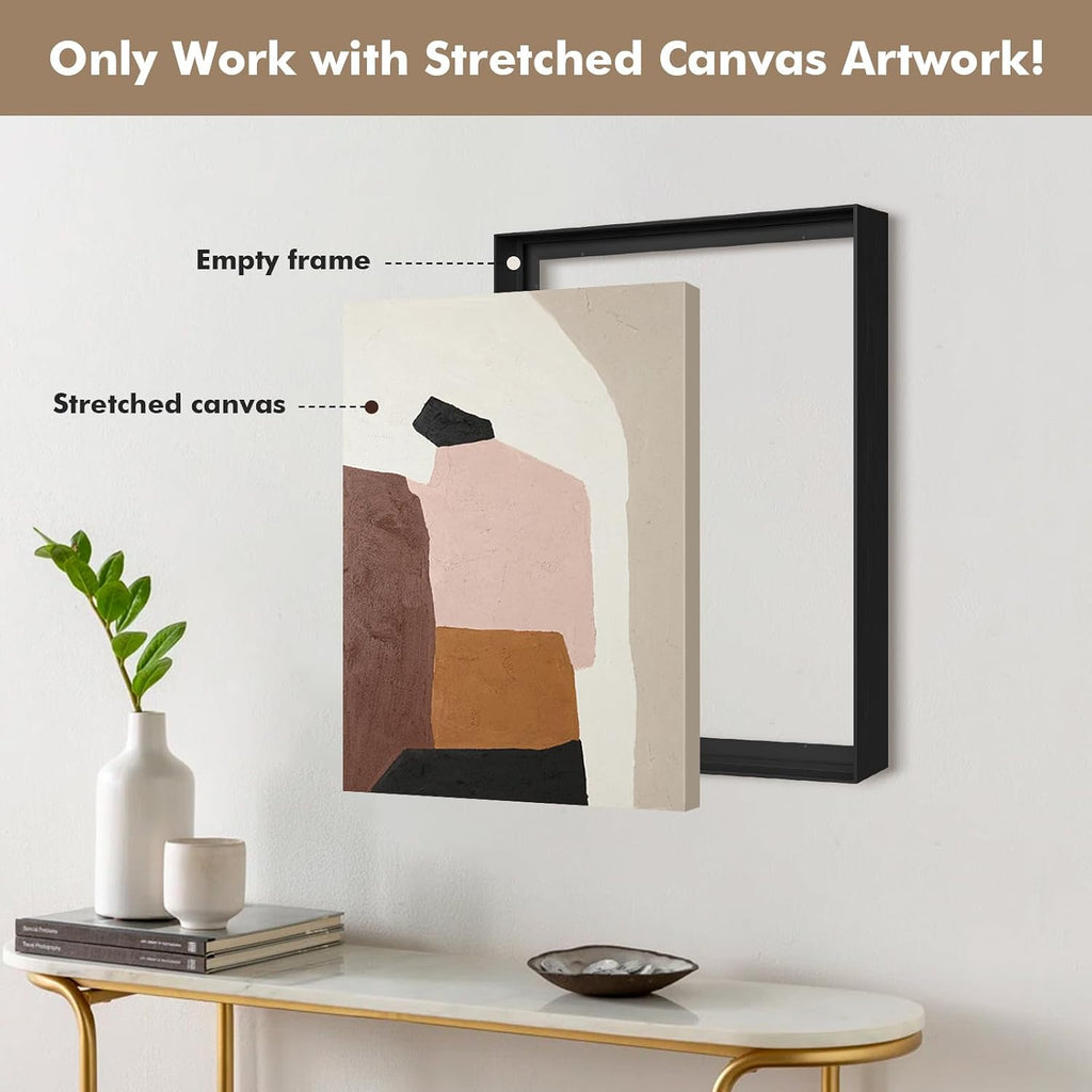 Canvas Floater Frame for 40x60 Oil Paintings, DIY Metal Square Floating Frame with 1.5 Inch Deep for Art Prints Artwork Landscape Portrait Living Room Wall Decor (Black)