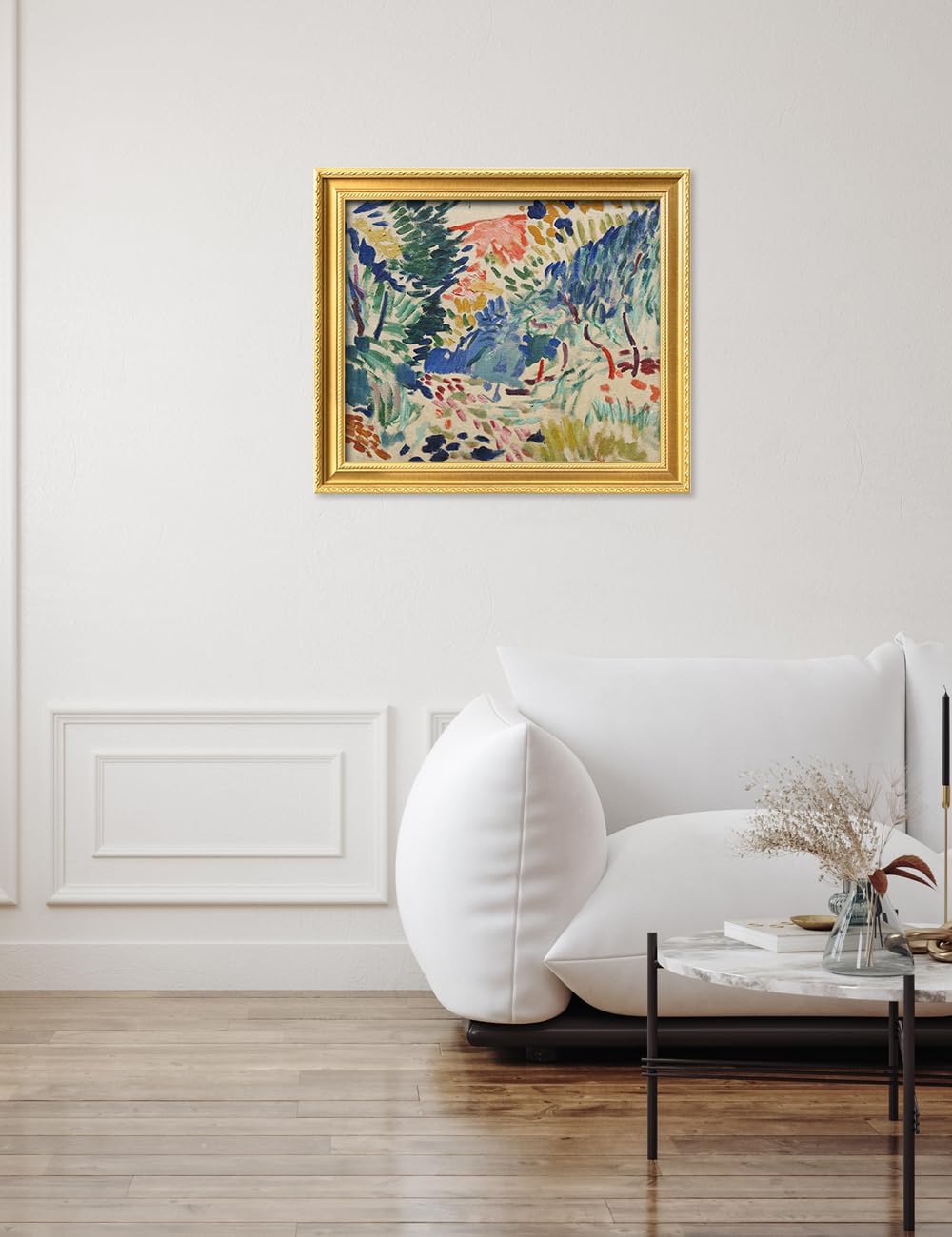 IPIC - In Landscape at Collioure by Henri Matisse, Classic Gold Framed Art, Giclee Prints on Cotton Canvas Matched with Solid Wood Frame, Image Size:24X20,Total Size: 28.8x24.8, Made In USA