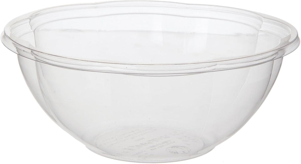 ECO PRODUCTS Compostable Clear PLA Plastic 24oz Salad Bowl No Lid, Case of 300, Disposable Round To Go Cold Food Containers, Lids Sold Separately, Renewable PLA Material Made from Plants, ASTM, BPI