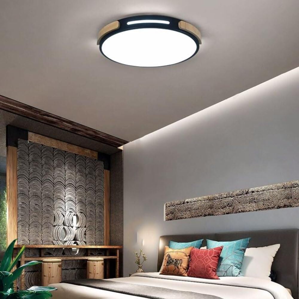 Chinese Style LED Ceiling Lamp Simple Round Macaron Lighting Ceiling Light Flush Mount Flat Ceiling Light Fixture for Living Room Bedroom Dining Room Kitchen Study Room Corridor(Dark,42cm)