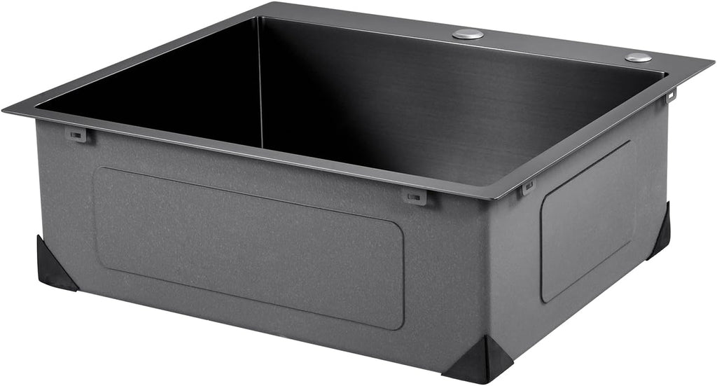 VEVOR 25' Recessed Kitchen Sink 9' Deep Top Mount Single Bowl Kitchen Sink 304 Stainless Steel Sink with Filter Basket Perfect for Home, RV, Laundry Room, Bar