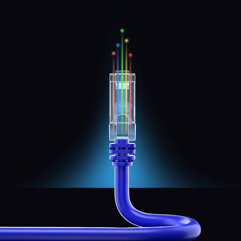 Maximm Cat 6 Ethernet Cable 50 ft (12-Pack) - High-Speed LAN Cable, Internet Cable, Patch Cable, and Network Cable - UTP, 10Gbps, 550MHz Ethernet Cord - Blue