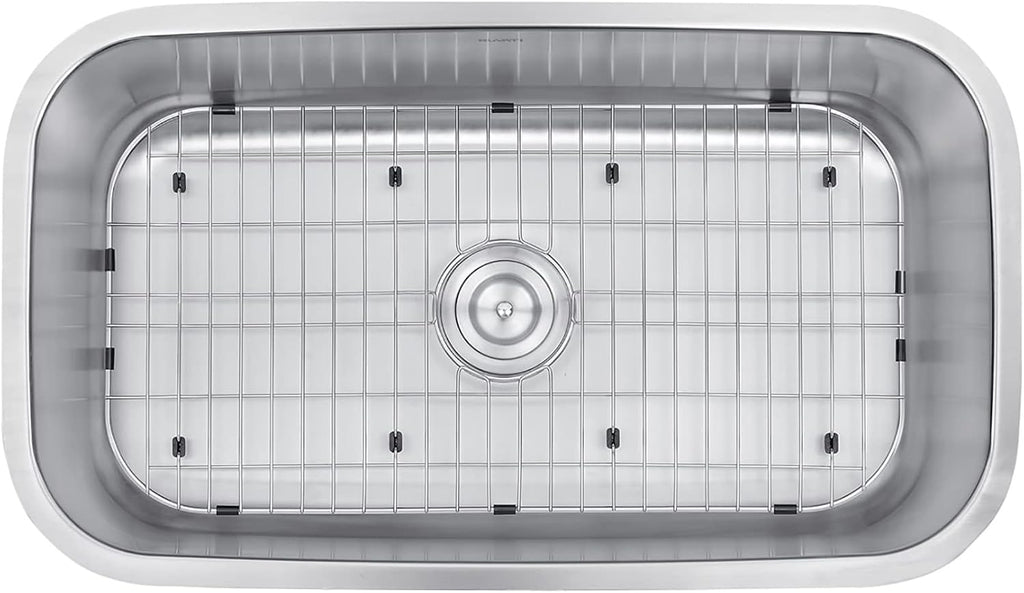 Ruvati 32-Inch Undermount Single Bowl Kitchen Sink – 16 Gauge Stainless Steel Kitchen Sink, Brushed Finish, Soundproof Padding – RVM4200 - Undermount Sinks for Modern Kitchens