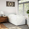 White Twin XL Faux Leather Platform Bed Frame, Durable Upholstered Bedframe with Sturdy Slats, Easy Assembly for Bedroom Furniture Set